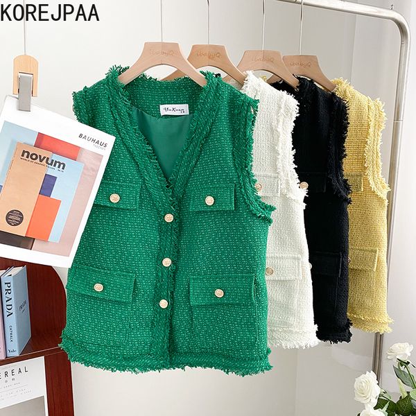 women's vests korejpaa fashion tweed v-neck cardigan vest women's single chest sleeveless jacket women's solid sleeveless 230, Black;white
women's vests korejpaa fashion tweed v-neck cardigan vest women's single chest sleeveless jacket women's solid sleeveless 230, Black;white