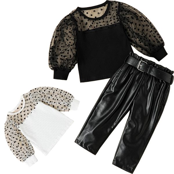 new baby girl clothes two piece set dot designer kids clothing spring and autumn childrens mesh puff sleeve and pu leather trousers sets, White
new baby girl clothes two piece set dot designer kids clothing spring and autumn childrens mesh puff sleeve and pu leather trousers sets, White