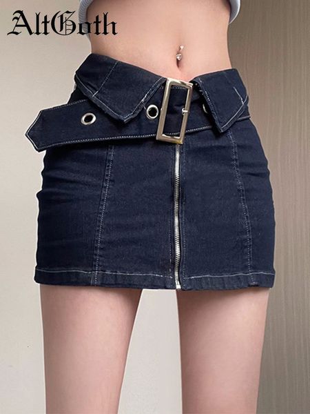 skirts altgoth harajuk y2k vintage denim women gothic high waist belt zipper mini streetwear cyberpunk clubwear 230408, Black
skirts altgoth harajuk y2k vintage denim women gothic high waist belt zipper mini streetwear cyberpunk clubwear 230408, Black