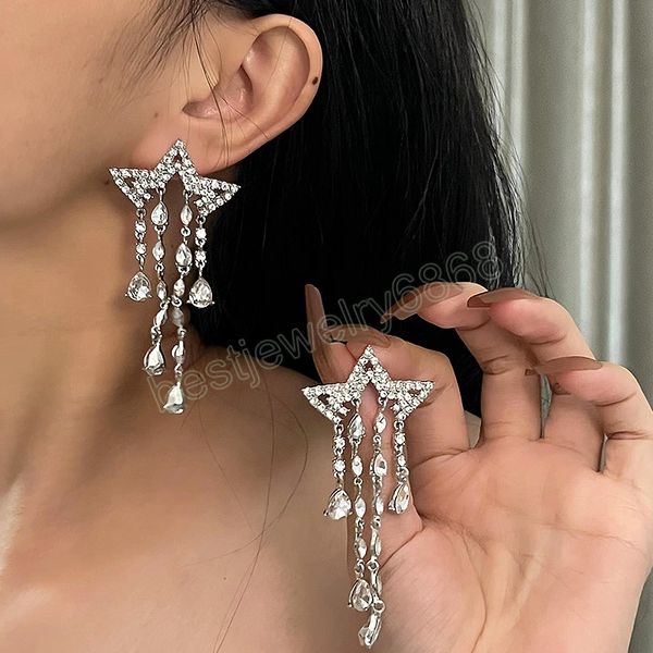 fashion irregular micro inlaid zircon star dangle earrings for women shiny geometric crystal long tassel earrings wedding jewelry, Silver
fashion irregular micro inlaid zircon star dangle earrings for women shiny geometric crystal long tassel earrings wedding jewelry, Silver