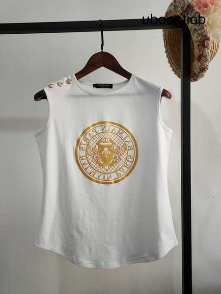 balmmains xi mengyao same style stamping letter cotton gold button arc hem sleeveless tank female men and women's t shirt q166, White
balmmains xi mengyao same style stamping letter cotton gold button arc hem sleeveless tank female men and women's t shirt q166, White