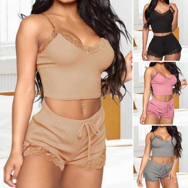 women's sleep lounge 2 pcs/set suspender pajama shorts two-piece set panties chic backless women nightie set soft lady pajamas for home
women's sleep lounge 2 pcs/set suspender pajama shorts two-piece set panties chic backless women nightie set soft lady pajamas for home