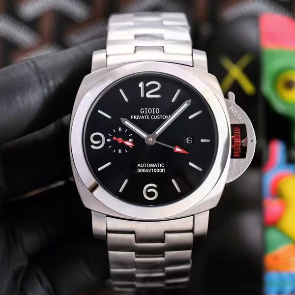 44mm mens mechanical automatic watch silver black gmt stainless steel advanced luminous, Slivery;brown
44mm mens mechanical automatic watch silver black gmt stainless steel advanced luminous, Slivery;brown