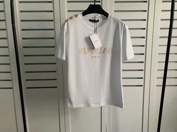 designer luxury coats ss spring and summer new bal short sleeve shoulder gold button bronzed letter cotton tshirt lovers classic p4744 dbr6, Black;white
designer luxury coats ss spring and summer new bal short sleeve shoulder gold button bronzed letter cotton tshirt lovers classic p4744 dbr6, Black;white