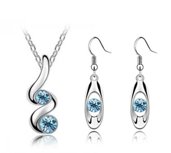 sprouting design pendant necklace earrings 3pcs suit inlaid zircon rhinestone twinkle decorate plating white k american style jewelry gift n, Silver
sprouting design pendant necklace earrings 3pcs suit inlaid zircon rhinestone twinkle decorate plating white k american style jewelry gift n, Silver