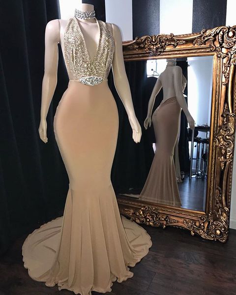 stunning champagne mermaid prom dresses backless halter neck beads sequins long evening gowns custom made bc15748, Black
stunning champagne mermaid prom dresses backless halter neck beads sequins long evening gowns custom made bc15748, Black