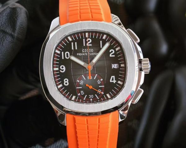 40mm mens automatic mechanical watch black blue rubber dual time stainless steel luminous sapphire calendar, Slivery;brown
40mm mens automatic mechanical watch black blue rubber dual time stainless steel luminous sapphire calendar, Slivery;brown