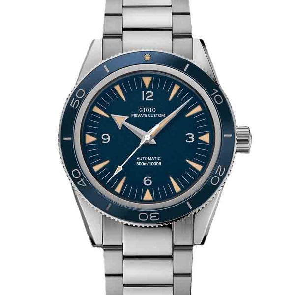 41mm mens automatic mechanical watch black blue ceramic bezel stainless steel canvas luminous sapphire1, Slivery;brown
41mm mens automatic mechanical watch black blue ceramic bezel stainless steel canvas luminous sapphire1, Slivery;brown