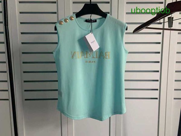 balmmains spring summer 23 new sleeveless ironing gold shoulder gold button tank arc hem t shirt women, White
balmmains spring summer 23 new sleeveless ironing gold shoulder gold button tank arc hem t shirt women, White