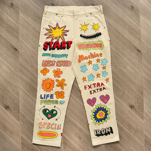 2023ss high street vintage hand-painted pattern cargo pants men women trousers, Black;brown
2023ss high street vintage hand-painted pattern cargo pants men women trousers, Black;brown
