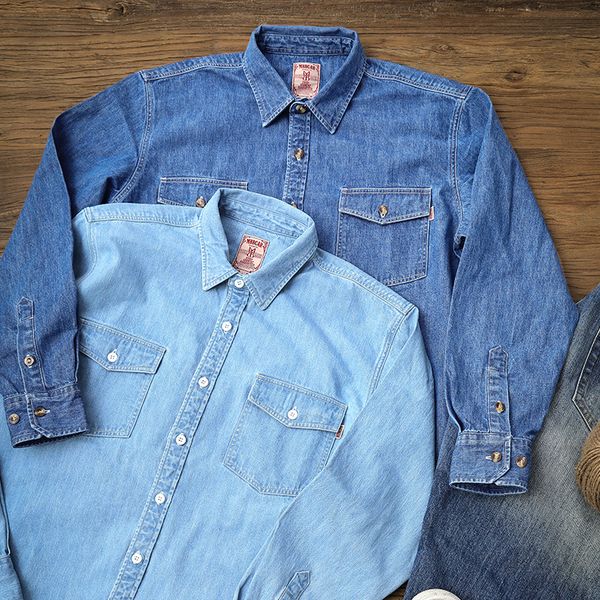men's casual shirts mbbcar process wash denim shirt men's amekaji american vintage heavy casual tool shirt ring spinning rope dyed, White;black
men's casual shirts mbbcar process wash denim shirt men's amekaji american vintage heavy casual tool shirt ring spinning rope dyed, White;black