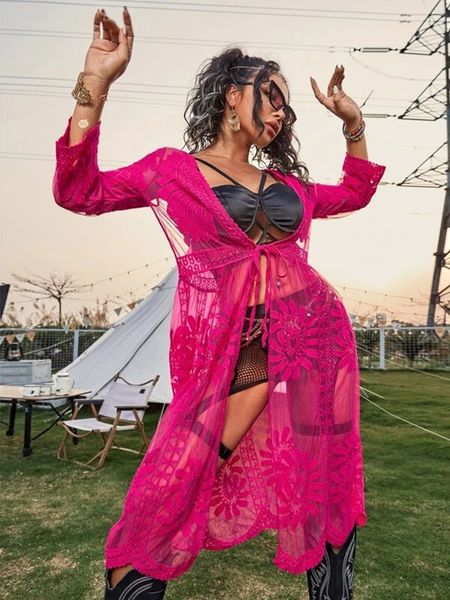 women's swimwear lace floral mesh sheer bikini cover ups women long sleeve cardigan kimono beachwear summer see through beach dress fem, White;black
women's swimwear lace floral mesh sheer bikini cover ups women long sleeve cardigan kimono beachwear summer see through beach dress fem, White;black