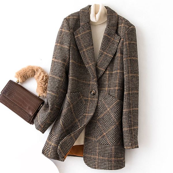 women s suits blazers autumn winter vintage plaid suit woolen jacket ladies slim casual wool blazer single breasted coat 2023 oversized 2304, White;black
women s suits blazers autumn winter vintage plaid suit woolen jacket ladies slim casual wool blazer single breasted coat 2023 oversized 2304, White;black