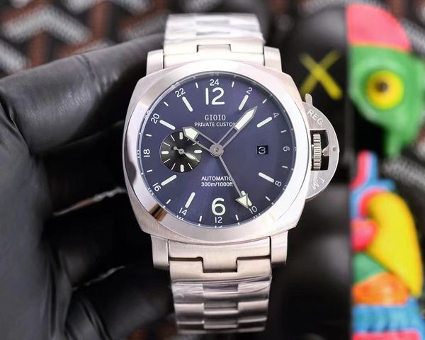 44mm mens mechanical automatic watch silver black gmt stainless steel advanced luminous, Slivery;brown
44mm mens mechanical automatic watch silver black gmt stainless steel advanced luminous, Slivery;brown