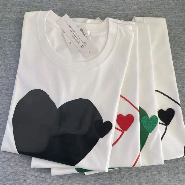 men's women t-shirts fashion designer play red heart badge casual cotton embroidery, White;black
men's women t-shirts fashion designer play red heart badge casual cotton embroidery, White;black