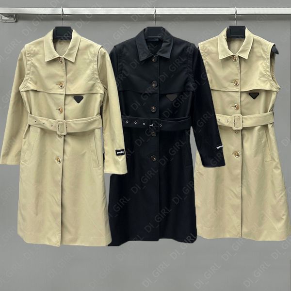 

Woman Trench Coat Designer Sleeves Detachable Long Jackets 23FW Winter Windbreak Coats Classic Triangular Windproof Outerwear -L di_girl Di_girl, Black