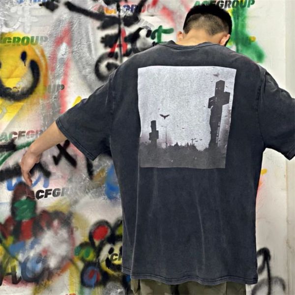 designer fashion t shirt saint michael cho silent mass american high street distressed vintage short sleeve t-shirt, White;black
designer fashion t shirt saint michael cho silent mass american high street distressed vintage short sleeve t-shirt, White;black