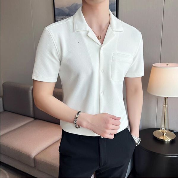 men's casual shirts british style men's slim fit polo neck lce silk casual shirt plus size s-3xl summer men's casual short sl, White;black
men's casual shirts british style men's slim fit polo neck lce silk casual shirt plus size s-3xl summer men's casual short sl, White;black