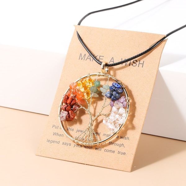 7 chakras tree of life pendant necklace gold color wisdom natural crystal chip beads handmade rope jewelry gift, Silver
7 chakras tree of life pendant necklace gold color wisdom natural crystal chip beads handmade rope jewelry gift, Silver