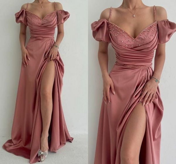 dusty pink evening dresses 2023 new spaghetti straps beaded sweetheart front split long satin prom gowns bc15761, Black;red
dusty pink evening dresses 2023 new spaghetti straps beaded sweetheart front split long satin prom gowns bc15761, Black;red