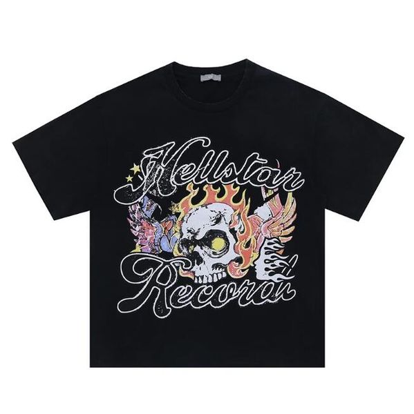 men's plus tees lettering printed casual t shirt 23ss, Black;brown