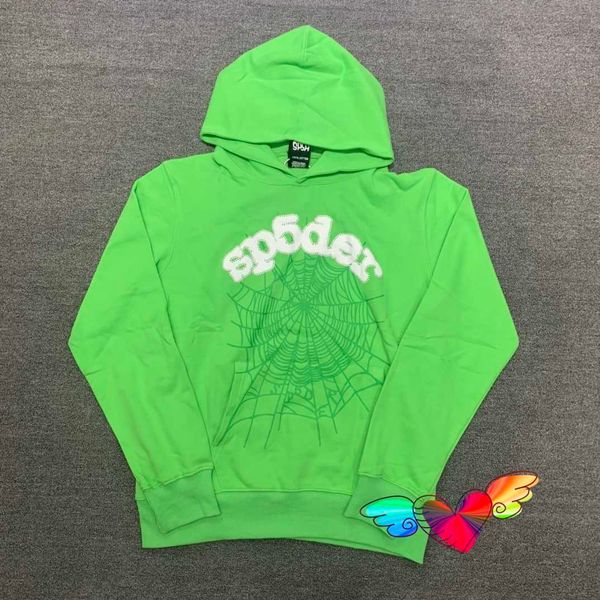 

Men' Hoodies Fashion Sp5der 555555 Sweatshirts designer Green young bandit hoodie man women high quality angel spider Web graphic print foams hoodies Pullover, Beige