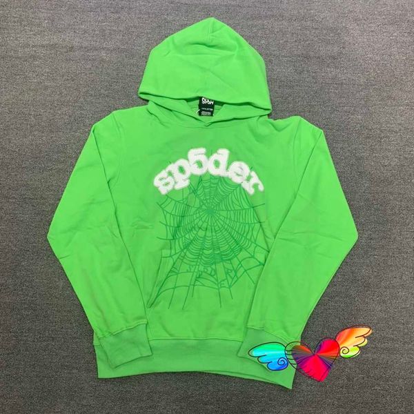 

Men' Hoodies Fashion Sp5der 555555 Sweatshirts designer Green young bandit hoodie man women high quality angel spider Web graphic print foams hoodies Pullover, Beige