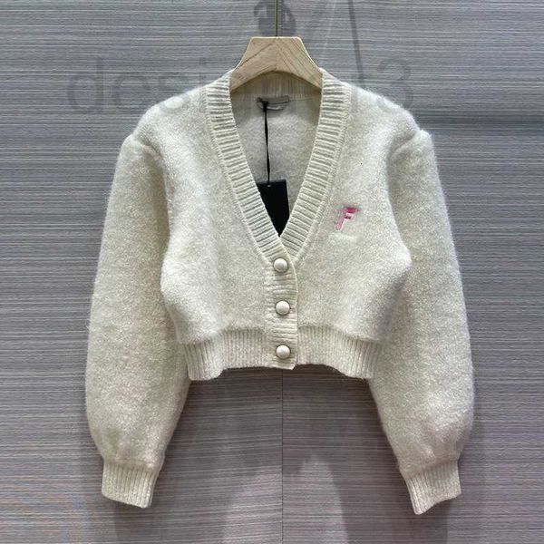women's knits & tees designer spring autumn mohair bubble sleeve high waist sweater pocket contrast embroidery v-neck short cardigan uk, White
women's knits & tees designer spring autumn mohair bubble sleeve high waist sweater pocket contrast embroidery v-neck short cardigan uk, White