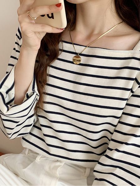 womens tshirt qoerlin fashion square neckline tshirt stripe loose casual korean long sleeve summer french 230408, White
womens tshirt qoerlin fashion square neckline tshirt stripe loose casual korean long sleeve summer french 230408, White