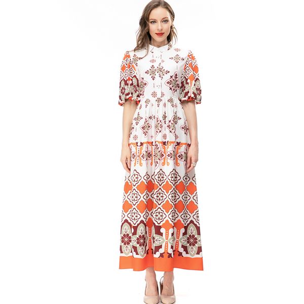women's runway dresses o neck half sleeves printed high street fashion designer vestidos, Black
women's runway dresses o neck half sleeves printed high street fashion designer vestidos, Black