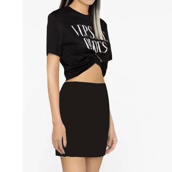 23 summer casual women's t-shirt designer clothes t shirt short sleeve cotton solid color round neck letter print crop vercace tee fema, White
23 summer casual women's t-shirt designer clothes t shirt short sleeve cotton solid color round neck letter print crop vercace tee fema, White