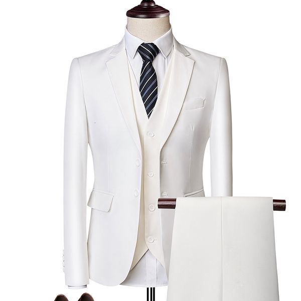 men s suits blazers jacket vest pants three piece solid color slim fit boutique business fashion clothing set l230407, White;black
men s suits blazers jacket vest pants three piece solid color slim fit boutique business fashion clothing set l230407, White;black