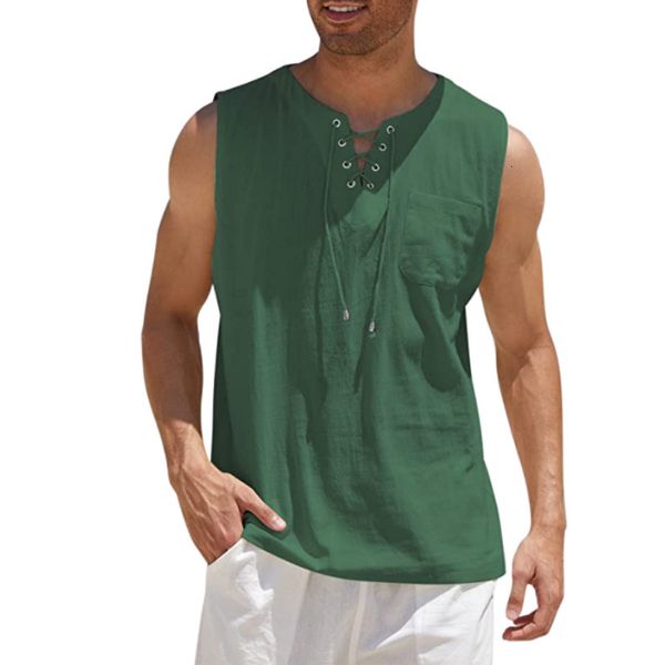 men s casual shirts summer sleeveless lace up v neck shirt youth male sports 2023 simple style splicing pocket blouse 5xl 230407, White;black
men s casual shirts summer sleeveless lace up v neck shirt youth male sports 2023 simple style splicing pocket blouse 5xl 230407, White;black