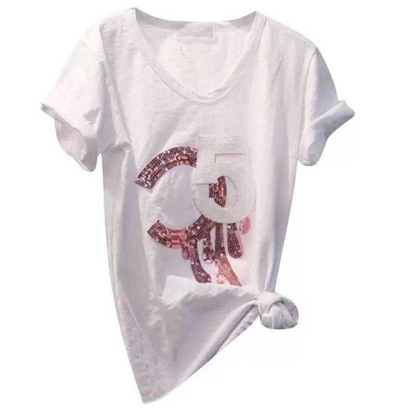 women white t shirt letter casual short sleeve sequined t-shirt fashion tee femme lady clothes4443
women white t shirt letter casual short sleeve sequined t-shirt fashion tee femme lady clothes4443
