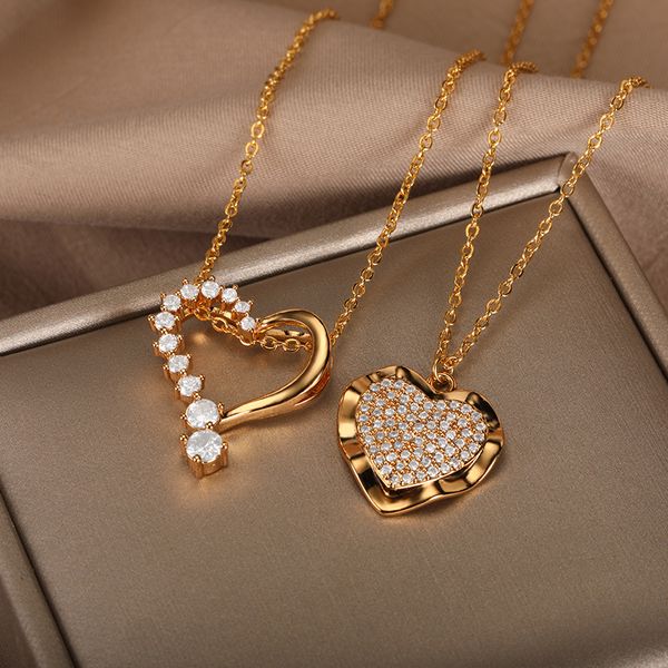 fashion heart pendant necklace for women romantic zircon clavicle chain luxury stainless steel jewelry, Silver
fashion heart pendant necklace for women romantic zircon clavicle chain luxury stainless steel jewelry, Silver