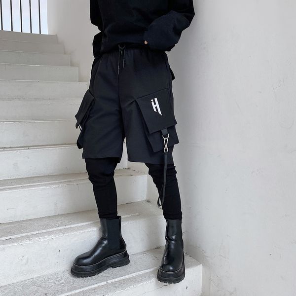 mens pants fake two piece hip hop cargo mens embroidery drawstring joggers ribbon multi pockets techwear harem 230407, Black
mens pants fake two piece hip hop cargo mens embroidery drawstring joggers ribbon multi pockets techwear harem 230407, Black