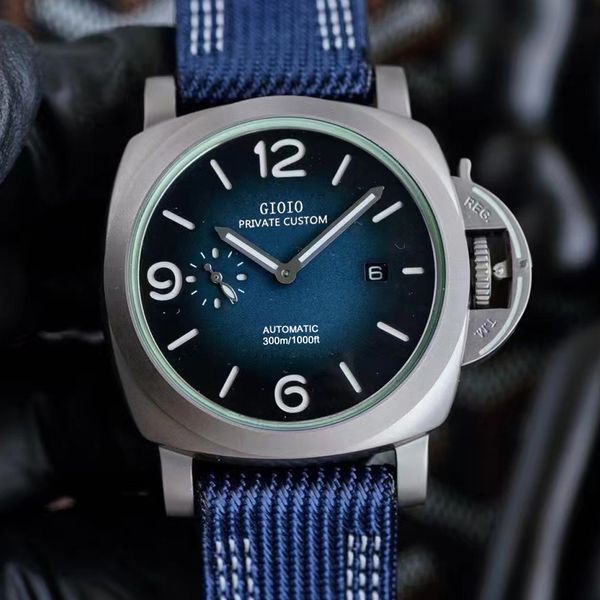44mm mens mechanical automatic watch black blue green stainless steel leather rubber advanced luminous, Slivery;brown
44mm mens mechanical automatic watch black blue green stainless steel leather rubber advanced luminous, Slivery;brown