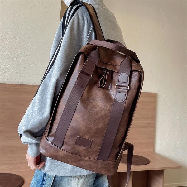 Outlet factory shoulder bag college style solid color Joker student backpack street fashion leather leisure travel backpacks retro ribbon fashion handbag 254#, Brown
Outlet factory shoulder bag college style solid color Joker student backpack street fashion leather leisure travel backpacks retro ribbon fashion handbag 254#, Brown