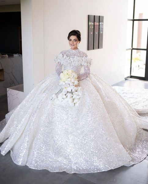 sparkly ball gown wedding dresses long sleeves high neck sequins appliques ruffles bridal gowns diamonds formal dress plus size custom made, White
sparkly ball gown wedding dresses long sleeves high neck sequins appliques ruffles bridal gowns diamonds formal dress plus size custom made, White
