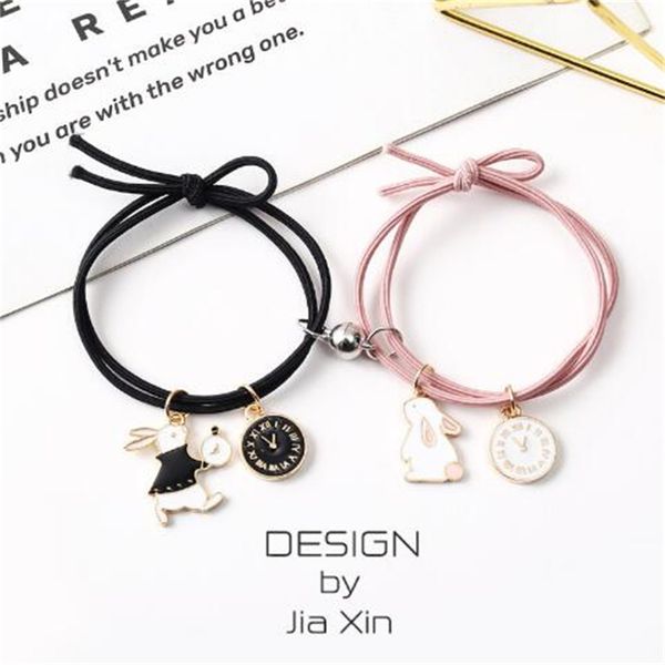 european and american fashion rabbit couple charm bracelets a pair of magnet small leather wristbands given to her boyfriend by a female stu, Golden;silver
european and american fashion rabbit couple charm bracelets a pair of magnet small leather wristbands given to her boyfriend by a female stu, Golden;silver