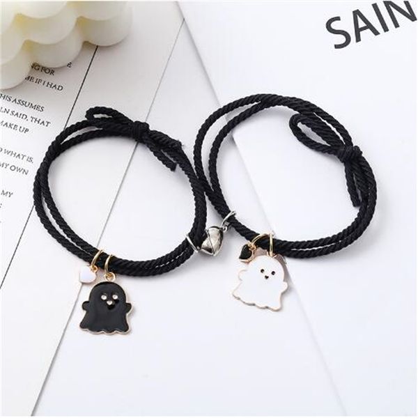 black and white ghost bracelet couple bracelet pair gift for boyfriend small leather cover love magnet attraction bracelet head rope female, Golden;silver
black and white ghost bracelet couple bracelet pair gift for boyfriend small leather cover love magnet attraction bracelet head rope female, Golden;silver