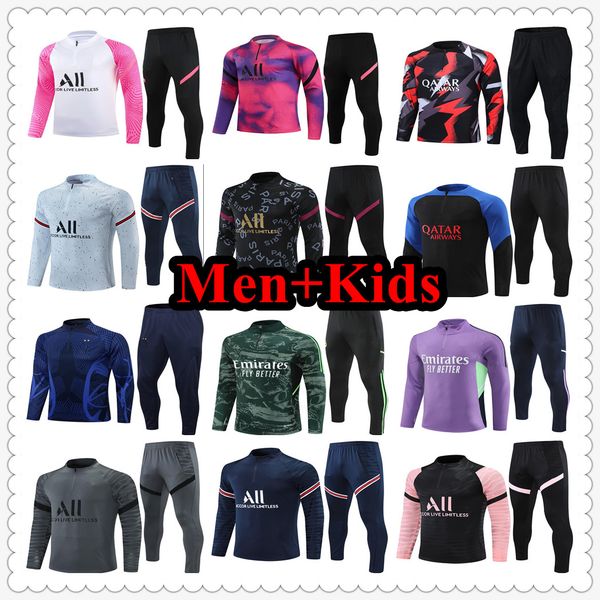 21 22 23 psgs real madrids messis jersey madrides tracksuit football training suit jerseys soccer jacket maillot survetement chandal 2022 20, Black