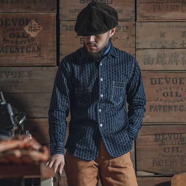 men's casual shirts bronson wabash striped dotted work shirt traditional style men's work wear shoulder straps indigo 230408, White;black
men's casual shirts bronson wabash striped dotted work shirt traditional style men's work wear shoulder straps indigo 230408, White;black