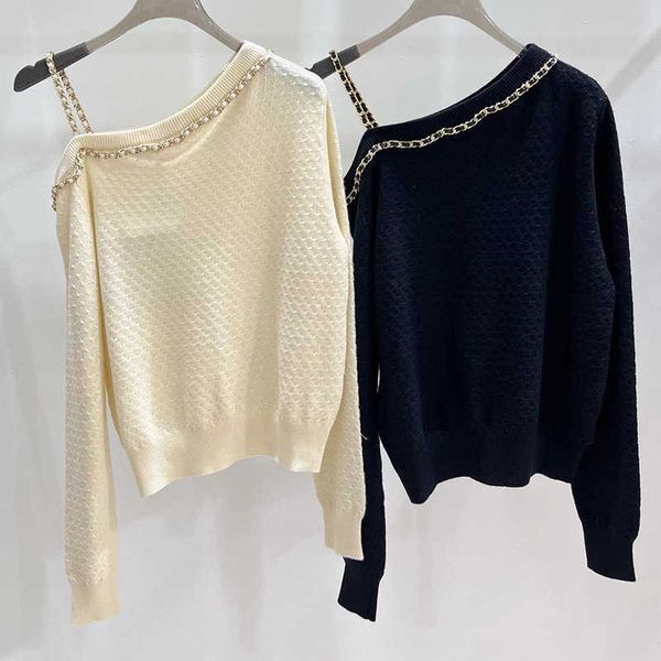 Women's Knits Tees Xiaoxiangfeng Early Autumn Solid Color Off Shoulder Chain Knitted Top Casual Versatile Trendy Long Sleeve YYU1, Creamy-white
Women's Knits Tees Xiaoxiangfeng Early Autumn Solid Color Off Shoulder Chain Knitted Top Casual Versatile Trendy Long Sleeve YYU1, Creamy-white