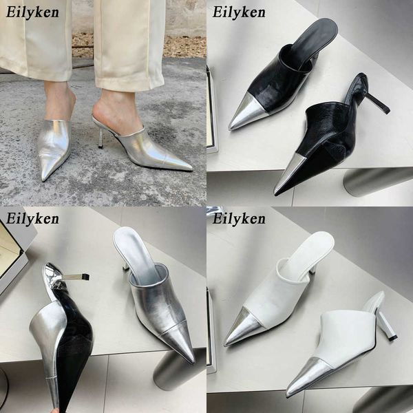 sandals fashion silver women slippers thin low heels pointed toe design slip on summer mules slides shoes 230316, Black
sandals fashion silver women slippers thin low heels pointed toe design slip on summer mules slides shoes 230316, Black