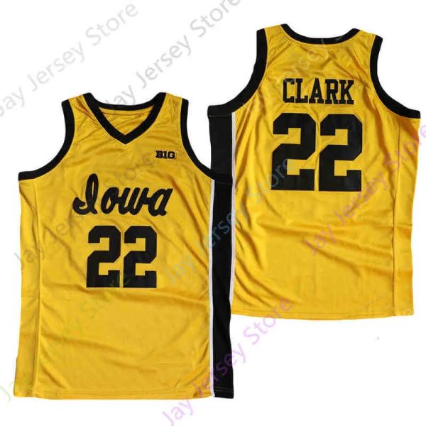 

custom iowa hawkeyes basketball jersey ncaa college caitlin clark size s-3xl all stitched youth men white yellow round v collor, Black