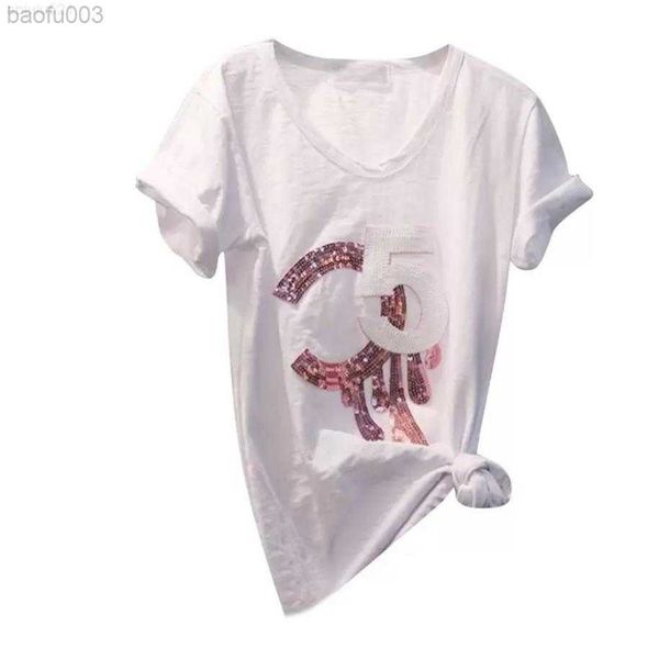 women's t-shirt women white t shirt letter casual short sleeve sequined t-shirt fashion tee femme lady clothes w0225
women's t-shirt women white t shirt letter casual short sleeve sequined t-shirt fashion tee femme lady clothes w0225