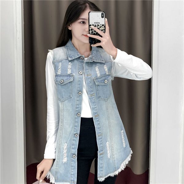 women's vests s-6xl women's denim vest sleeveless teared single bra spring autumn casual midi length jeans jacket 230408, Black;white
women's vests s-6xl women's denim vest sleeveless teared single bra spring autumn casual midi length jeans jacket 230408, Black;white