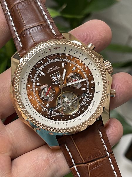 men automatic mechanical watch black blue brown leather tourbillion, Slivery;brown
men automatic mechanical watch black blue brown leather tourbillion, Slivery;brown