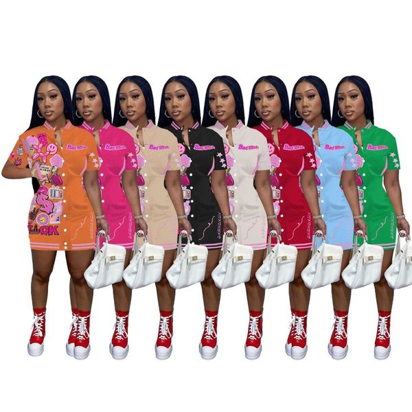 2023 womens casual dress summer clothing designer slim baseball jersey dresses short sleeve printed skirt, Black;gray
2023 womens casual dress summer clothing designer slim baseball jersey dresses short sleeve printed skirt, Black;gray